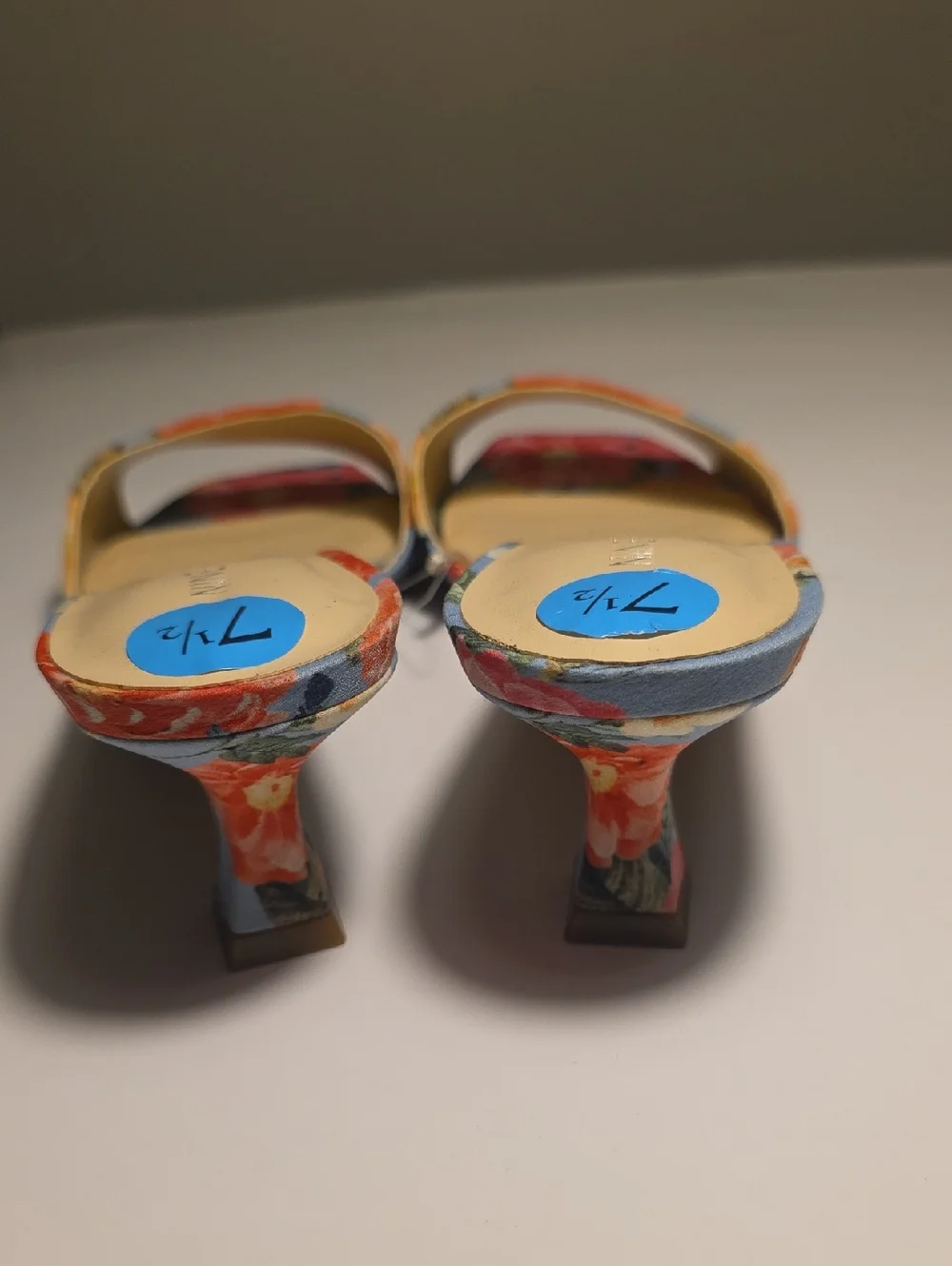 Nine West Floral Mules Slide On Shoes Multicolor Kitten Heel Women 7.5 - Picture 3 of 4